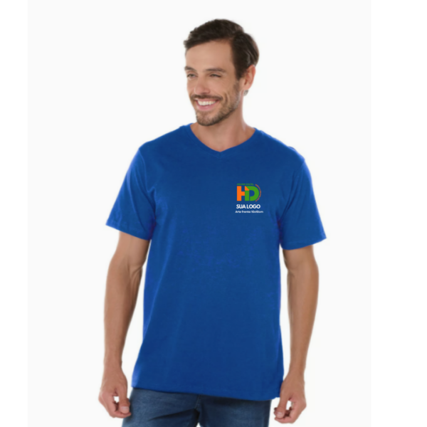 Camiseta Gola V de Algodão Premium Personalizada