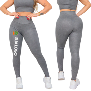 Calça Legging Personalizada Feminina com Cintura Alta em Cirrê Texturizado